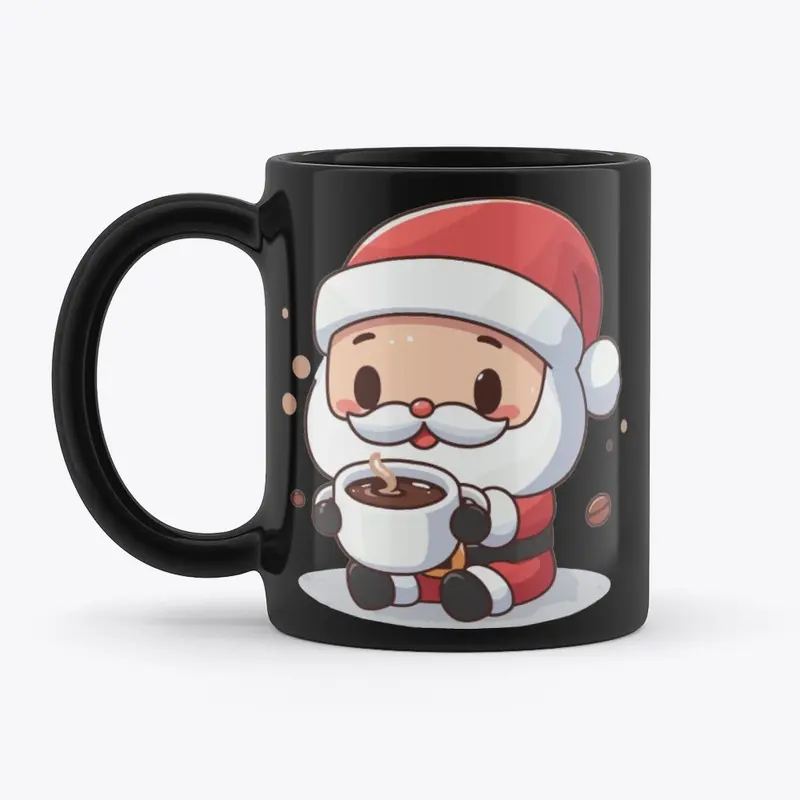 Santa drinking coffee